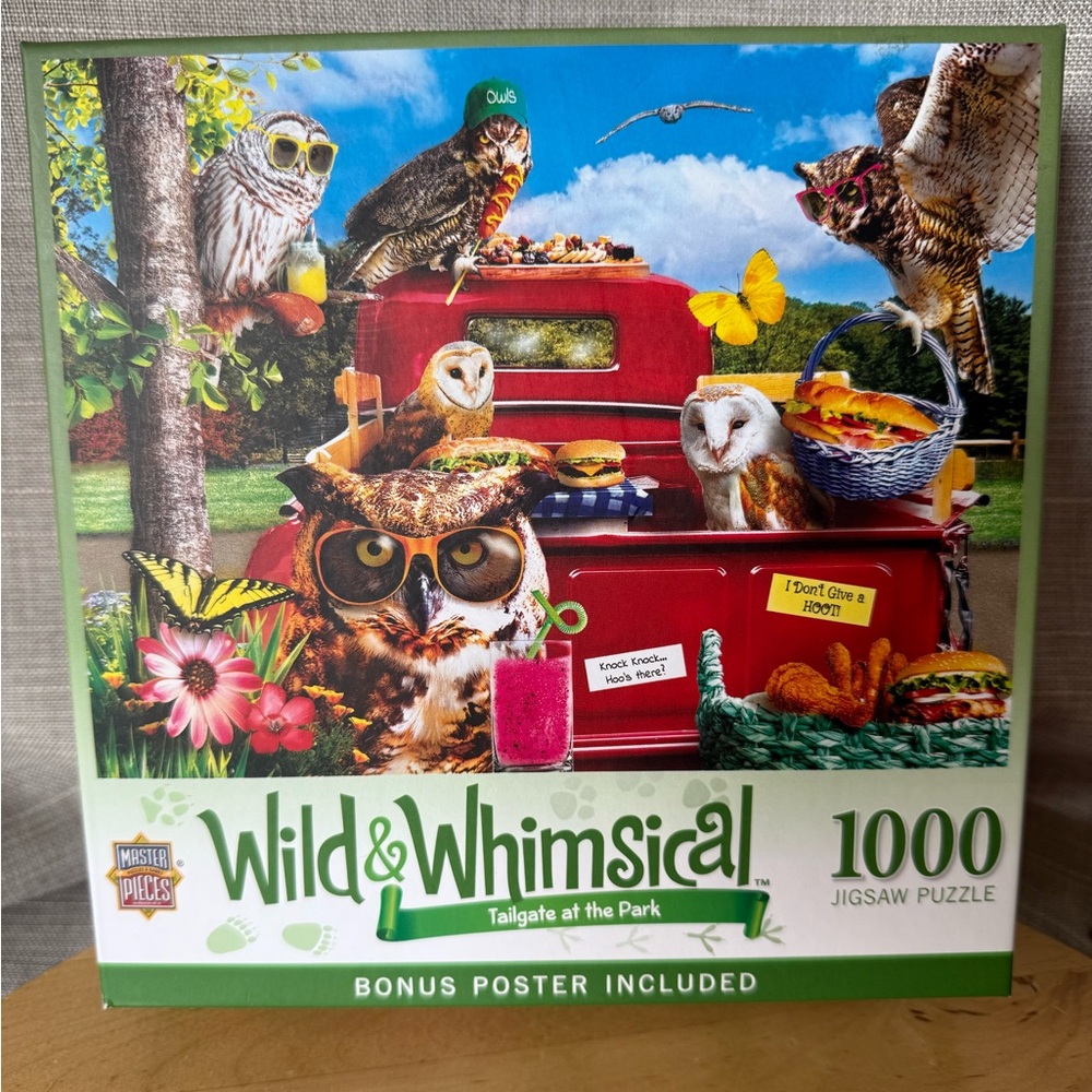 MasterPieces -1000 Piece Jigsaw Puzzle, Tailgate at the Park,Funny Animals,Owls